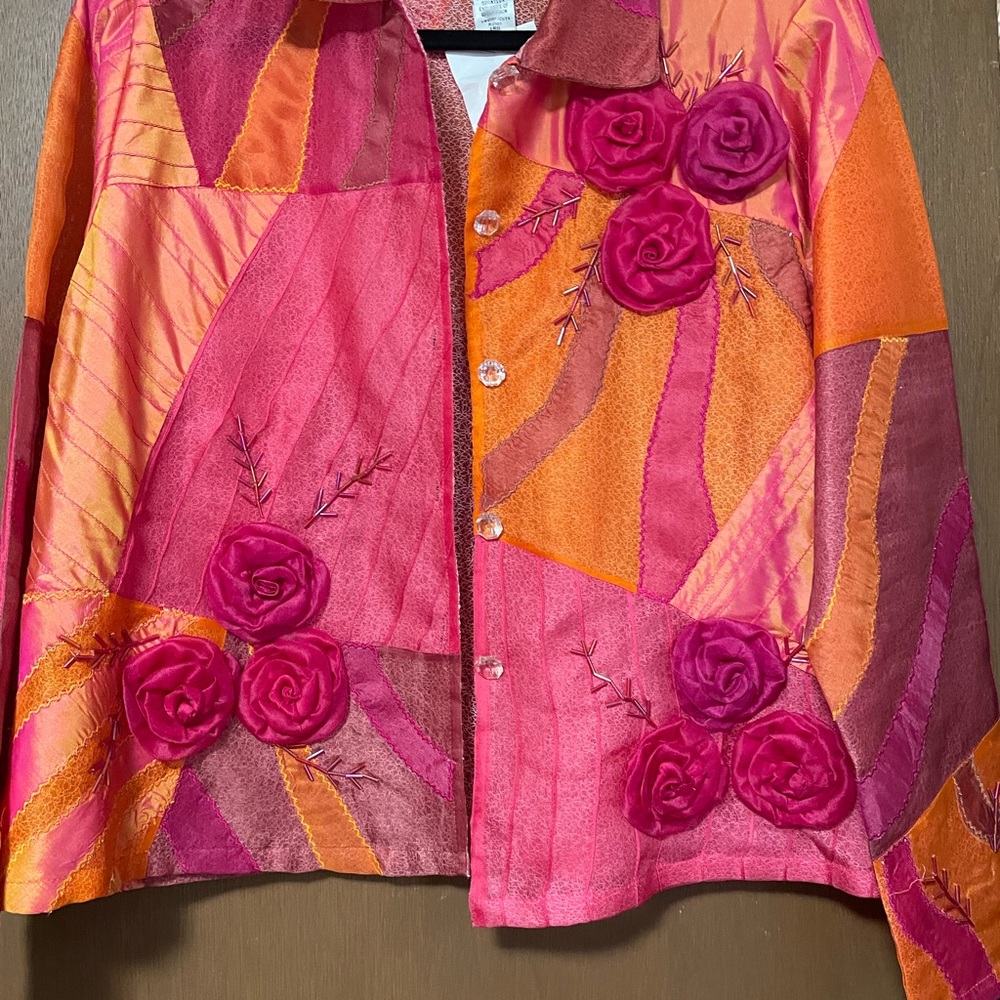 Vibrant Patchwork Blousewith Floral Embroidery - image 1